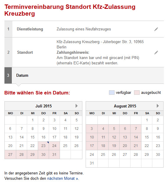 Terminvereinbarung Standort Kfz-Zulassung Kreuzberg